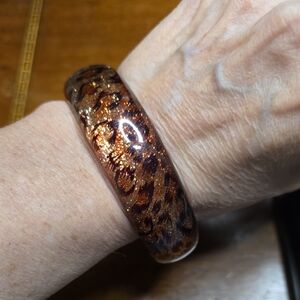 Leopard Print Resin Or Acrylic Bangle Bracelet